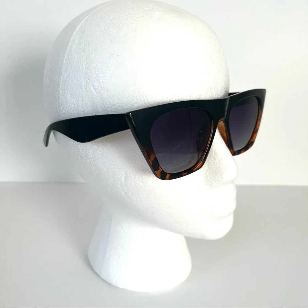 Square Cat Eye Black Tortoise Oversized Polarized Sunglasses Retro Boho UV400